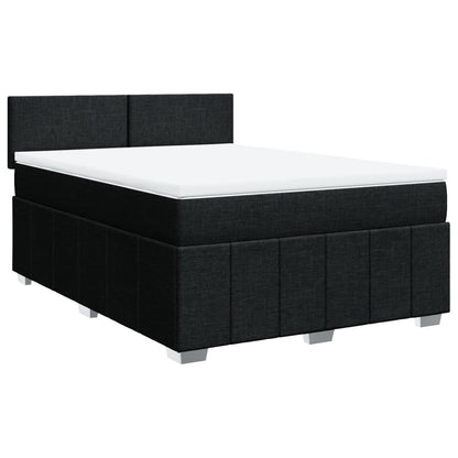 Box Spring Postel S Matrací Černá 160X200 Cm Textil