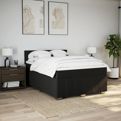 Box Spring Postel S Matrací Černá 160X200 Cm Textil