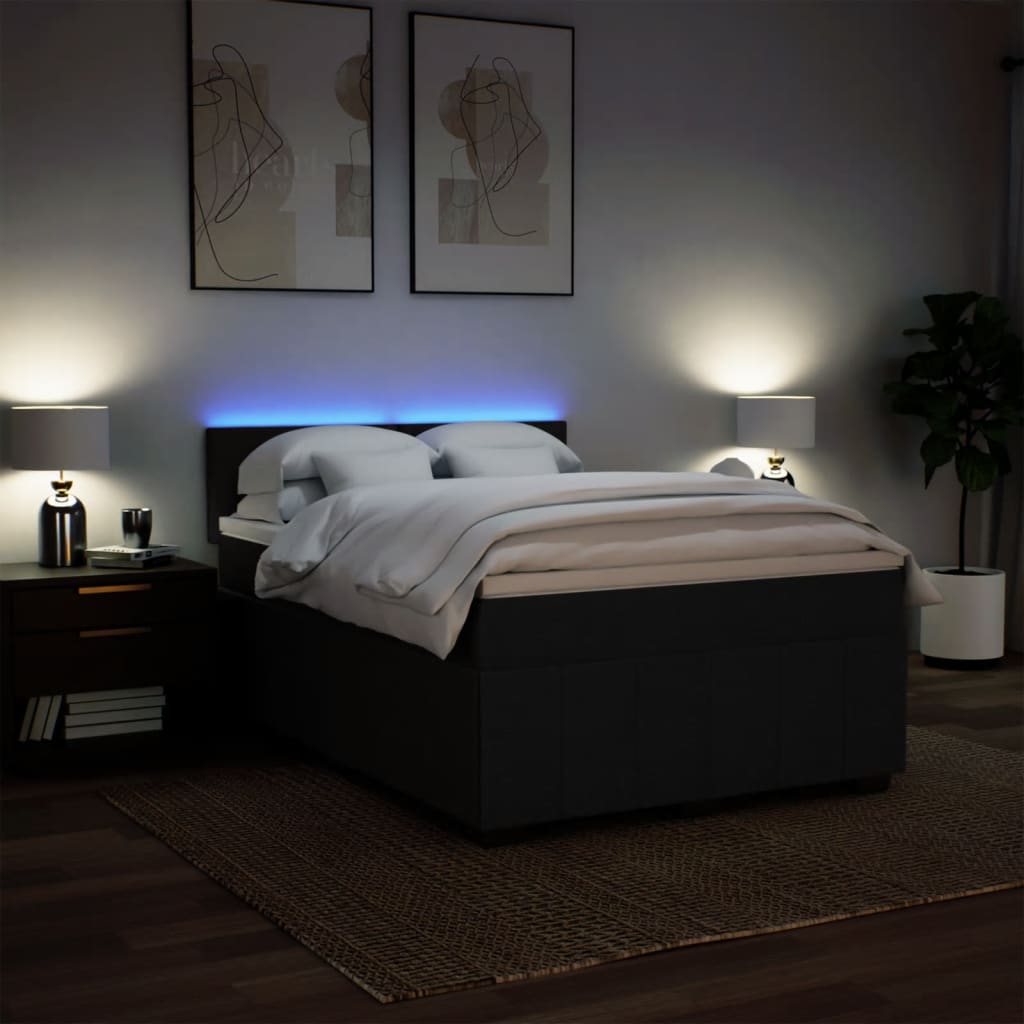 Box Spring Postel S Matrací Černá 160X200 Cm Textil