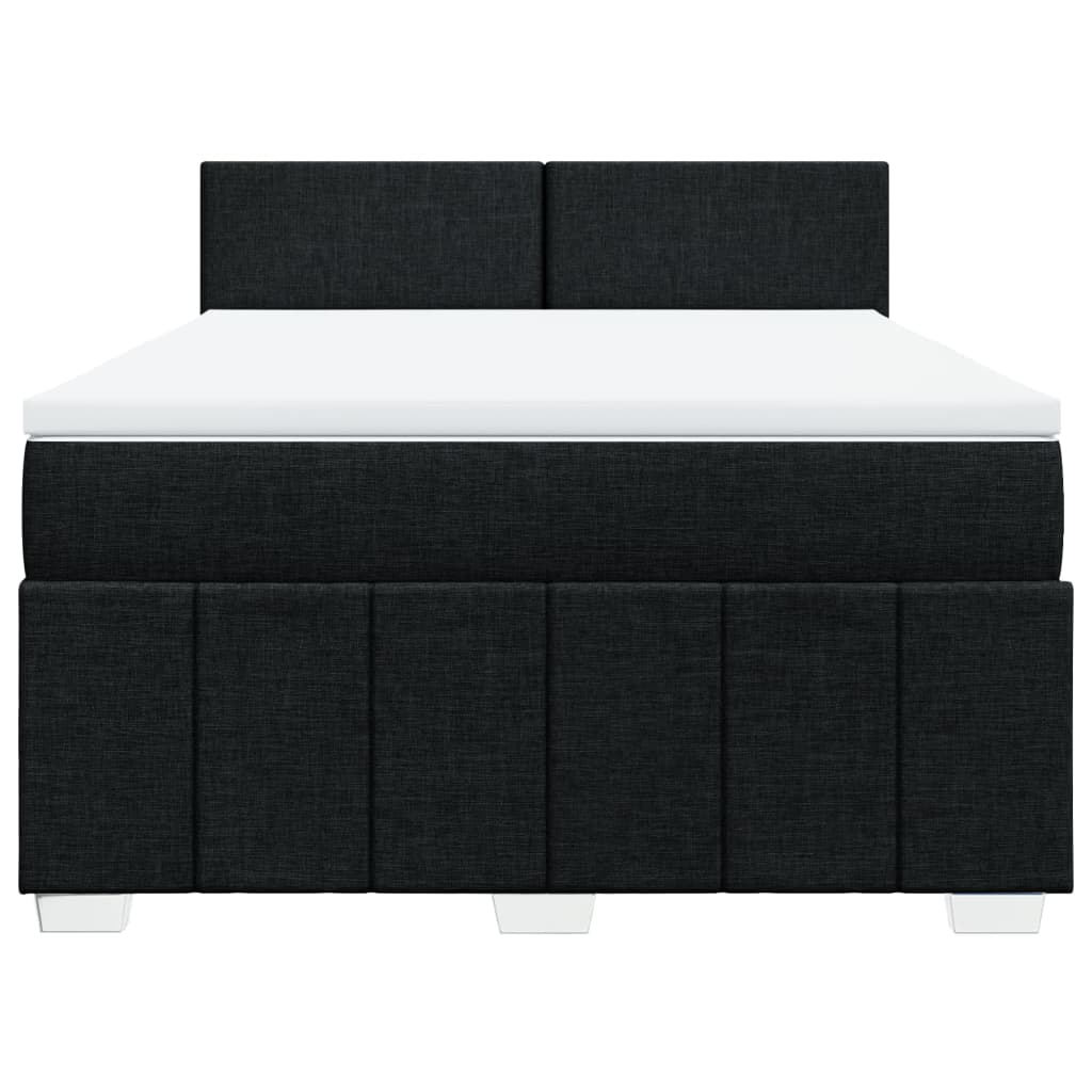 Box Spring Postel S Matrací Černá 160X200 Cm Textil