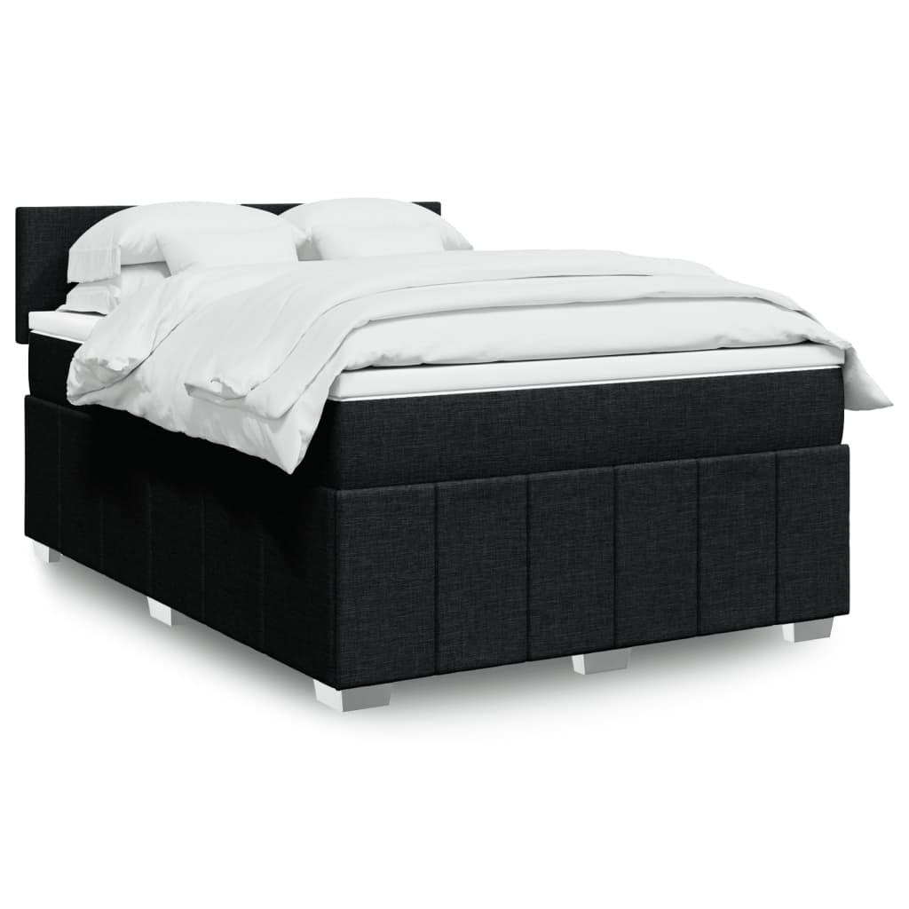 Box Spring Postel S Matrací Černá 160X200 Cm Textil
