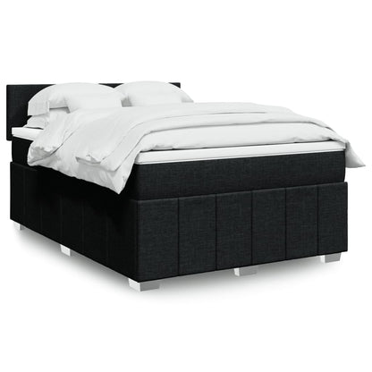 Box Spring Postel S Matrací Černá 160X200 Cm Textil