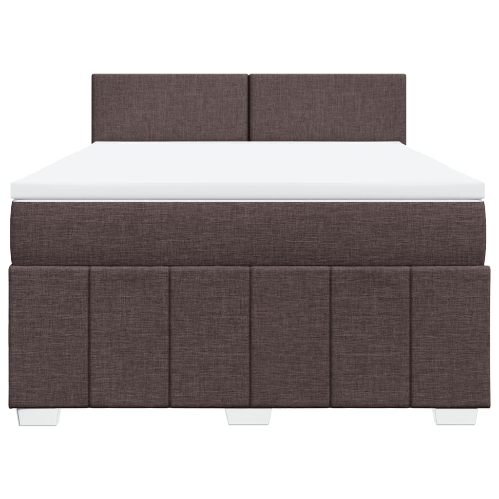 Box Spring Postel S Matrací Tmavě Hnědá 160X200 Cm Textil