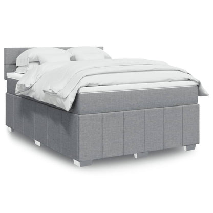 Box Spring Postel S Matrací Textil Světle Šedá