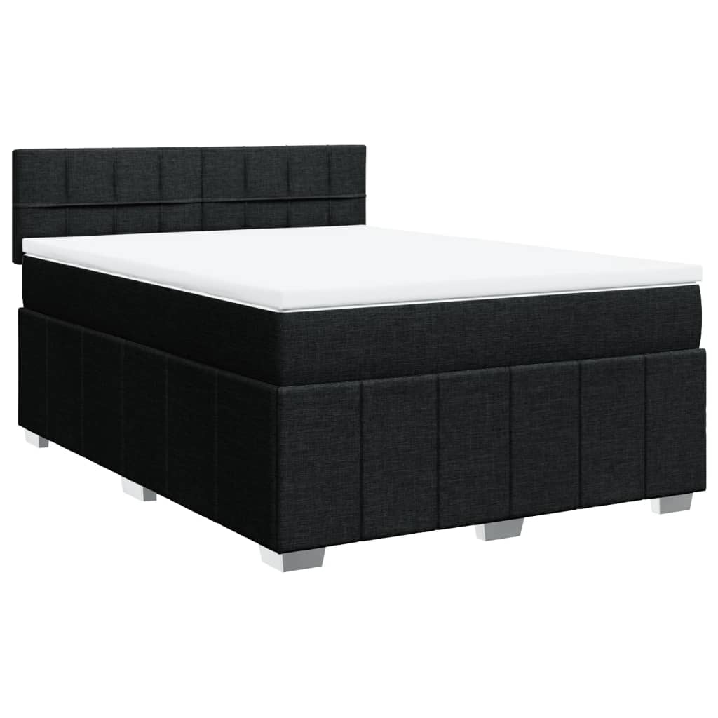 Box Spring Postel S Matrací Černá 160X200 Cm Textil