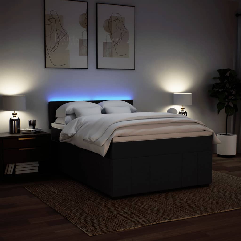 Box Spring Postel S Matrací Černá 160X200 Cm Textil