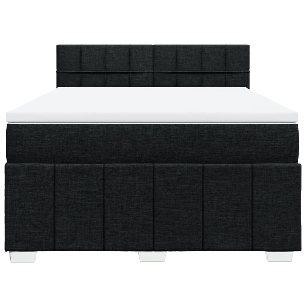 Box Spring Postel S Matrací Černá 160X200 Cm Textil