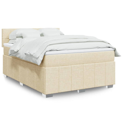 Box Spring Postel S Matrací Textil Krémová