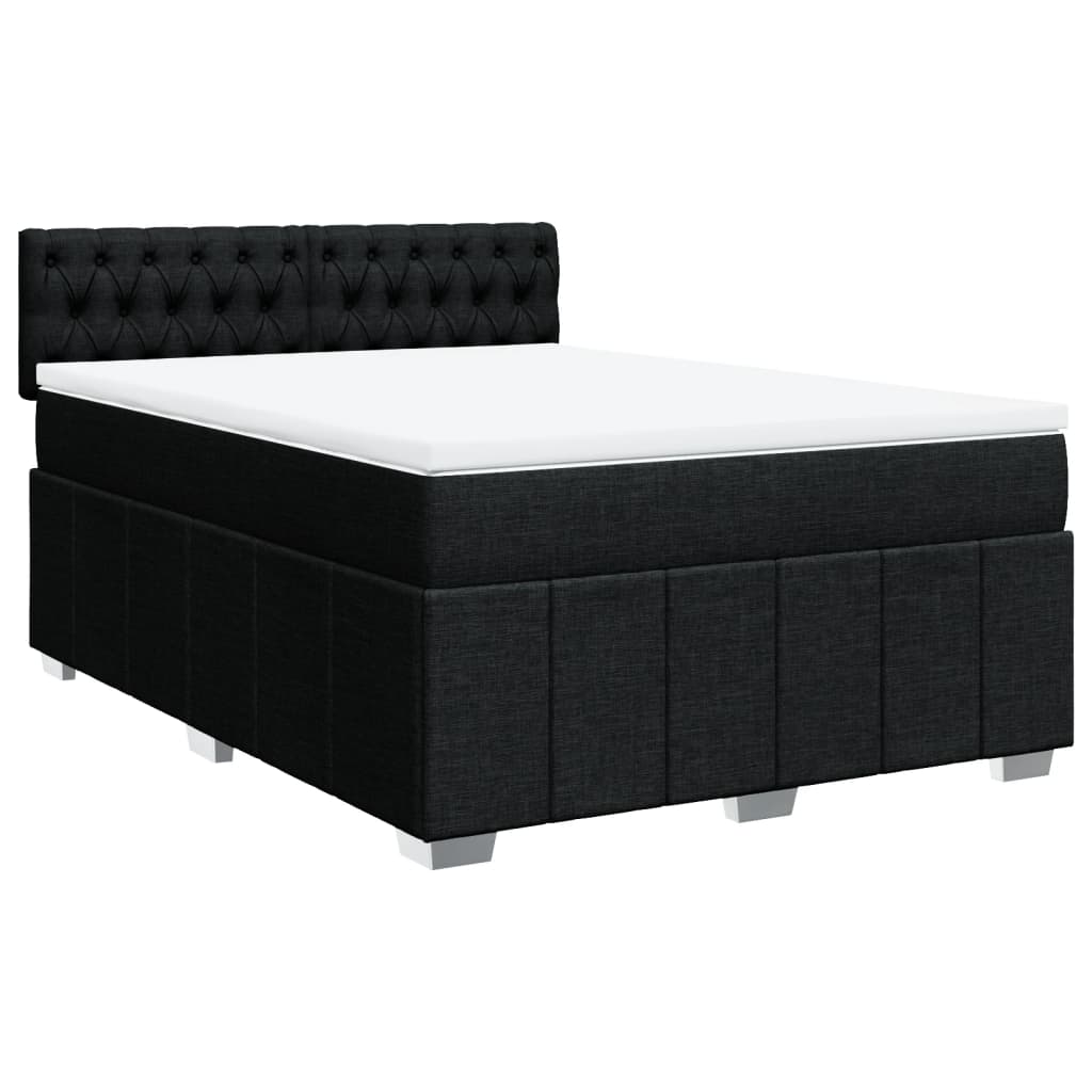 Box Spring Postel S Matrací Černá 160X200 Cm Textil