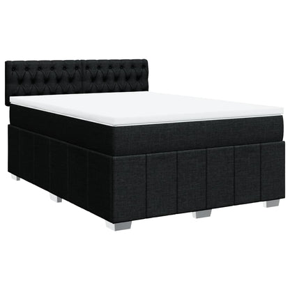 Box Spring Postel S Matrací Černá 160X200 Cm Textil
