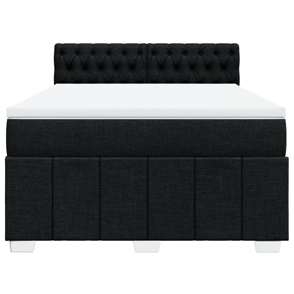 Box Spring Postel S Matrací Černá 160X200 Cm Textil