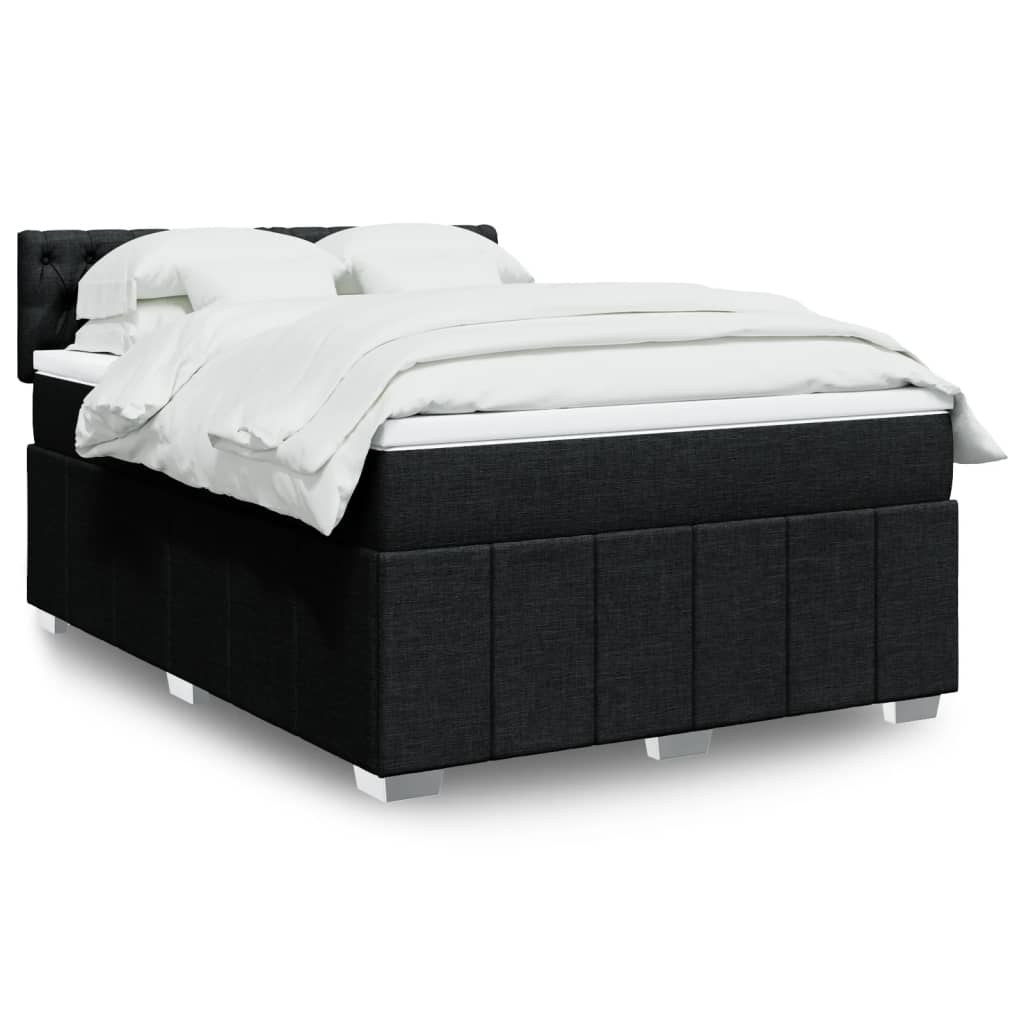 Box Spring Postel S Matrací Černá 160X200 Cm Textil
