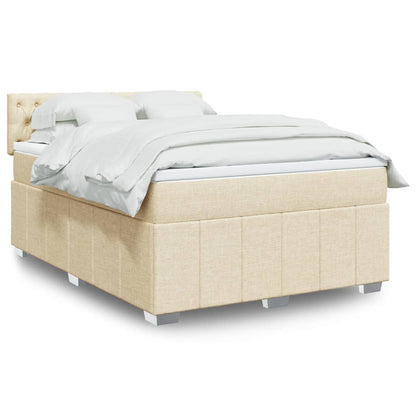 Box Spring Postel S Matrací Textil Krémová