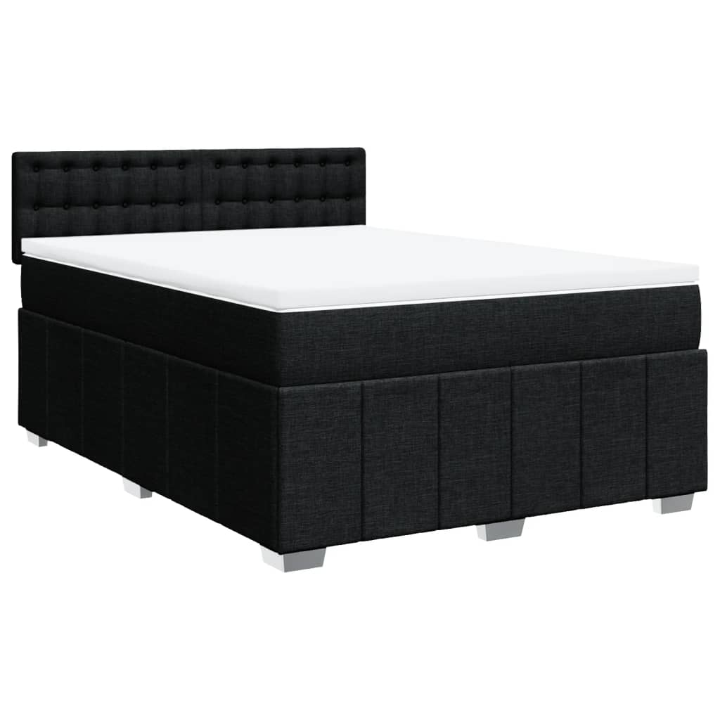 Box Spring Postel S Matrací Černá 160X200 Cm Textil