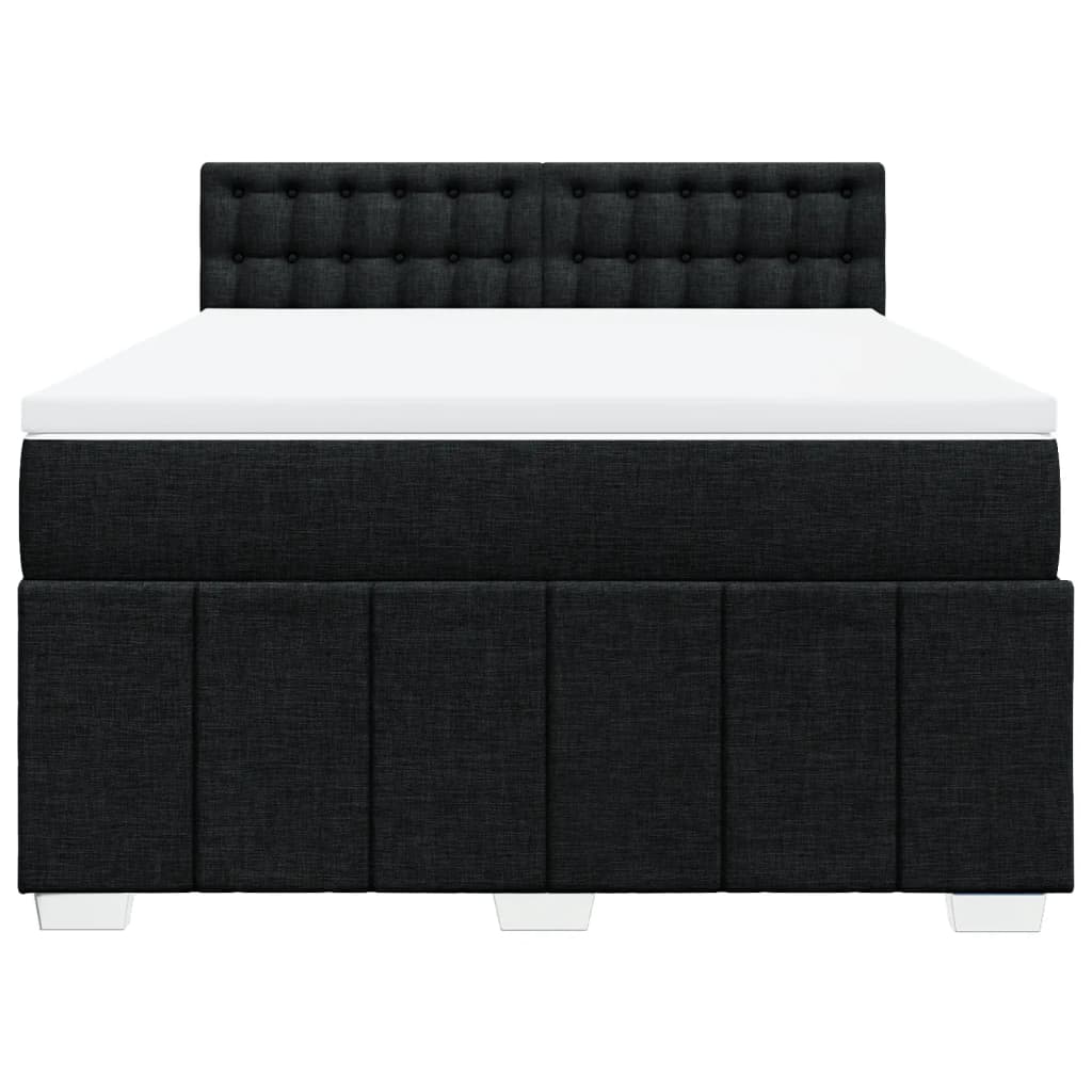 Box Spring Postel S Matrací Černá 160X200 Cm Textil