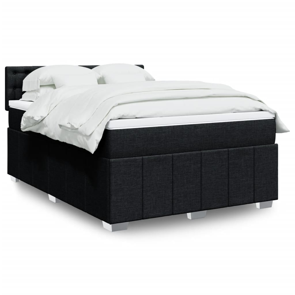 Box Spring Postel S Matrací Černá 160X200 Cm Textil