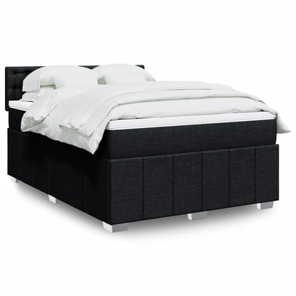 Box Spring Postel S Matrací Černá 160X200 Cm Textil