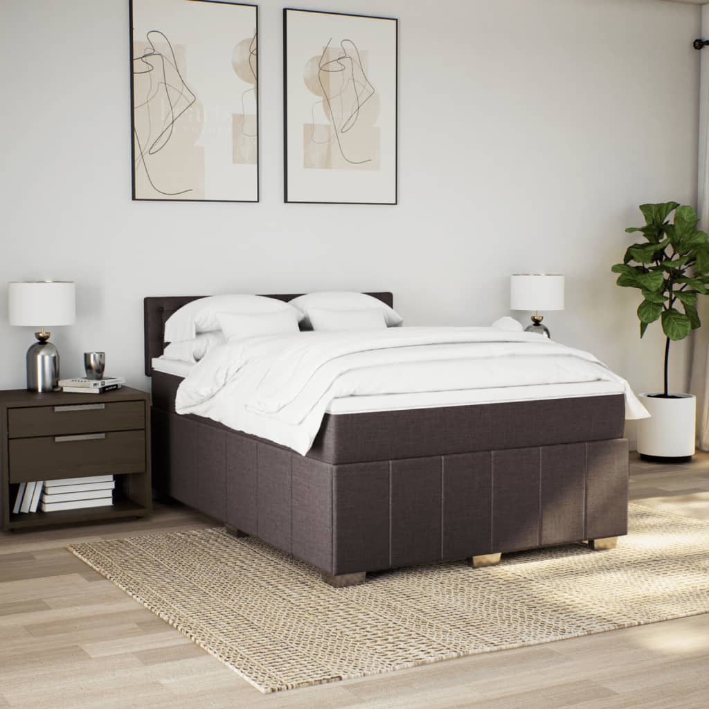 Box Spring Postel S Matrací Tmavě Hnědá 160X200 Cm Textil