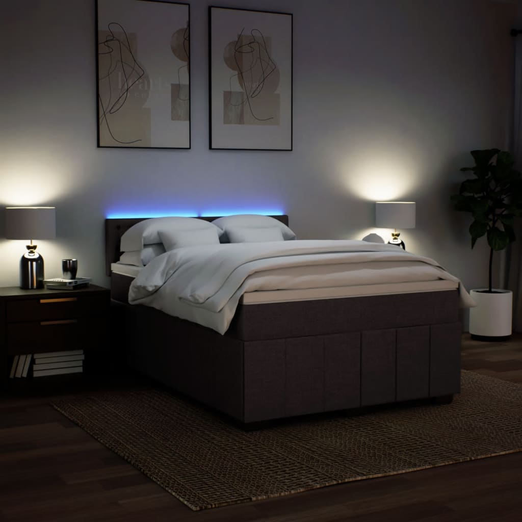 Box Spring Postel S Matrací Tmavě Hnědá 160X200 Cm Textil