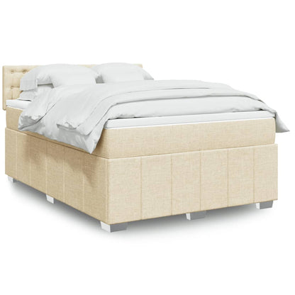 Box Spring Postel S Matrací Textil Krémová