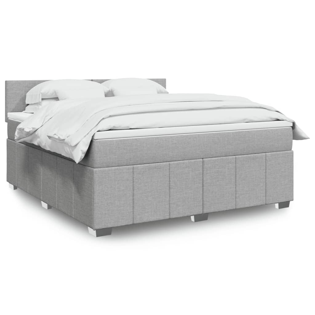 Box Spring Postel S Matrací Textil Světle Šedá