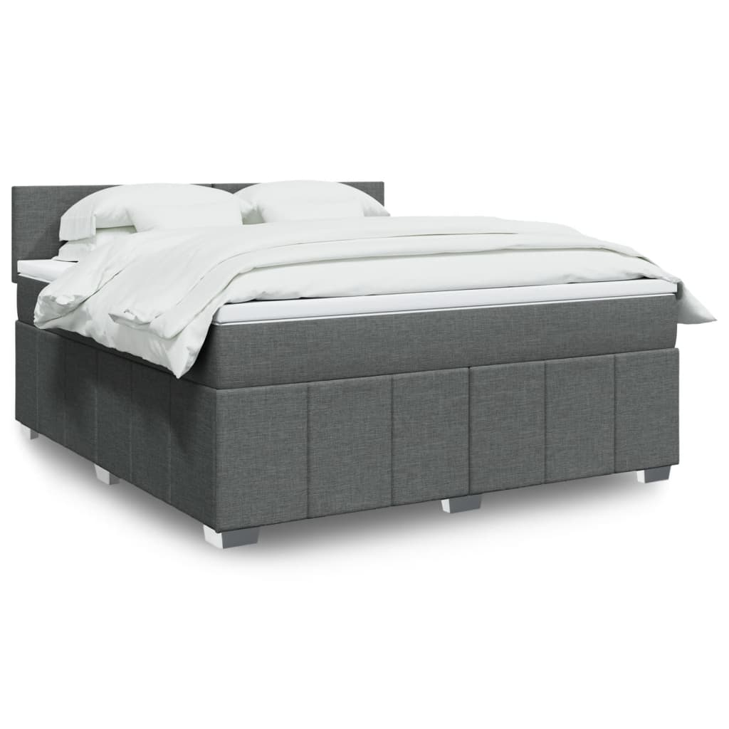 Box Spring Postel S Matrací Textil Tmavě Šedá
