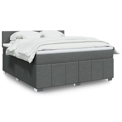 Box Spring Postel S Matrací Textil Tmavě Šedá