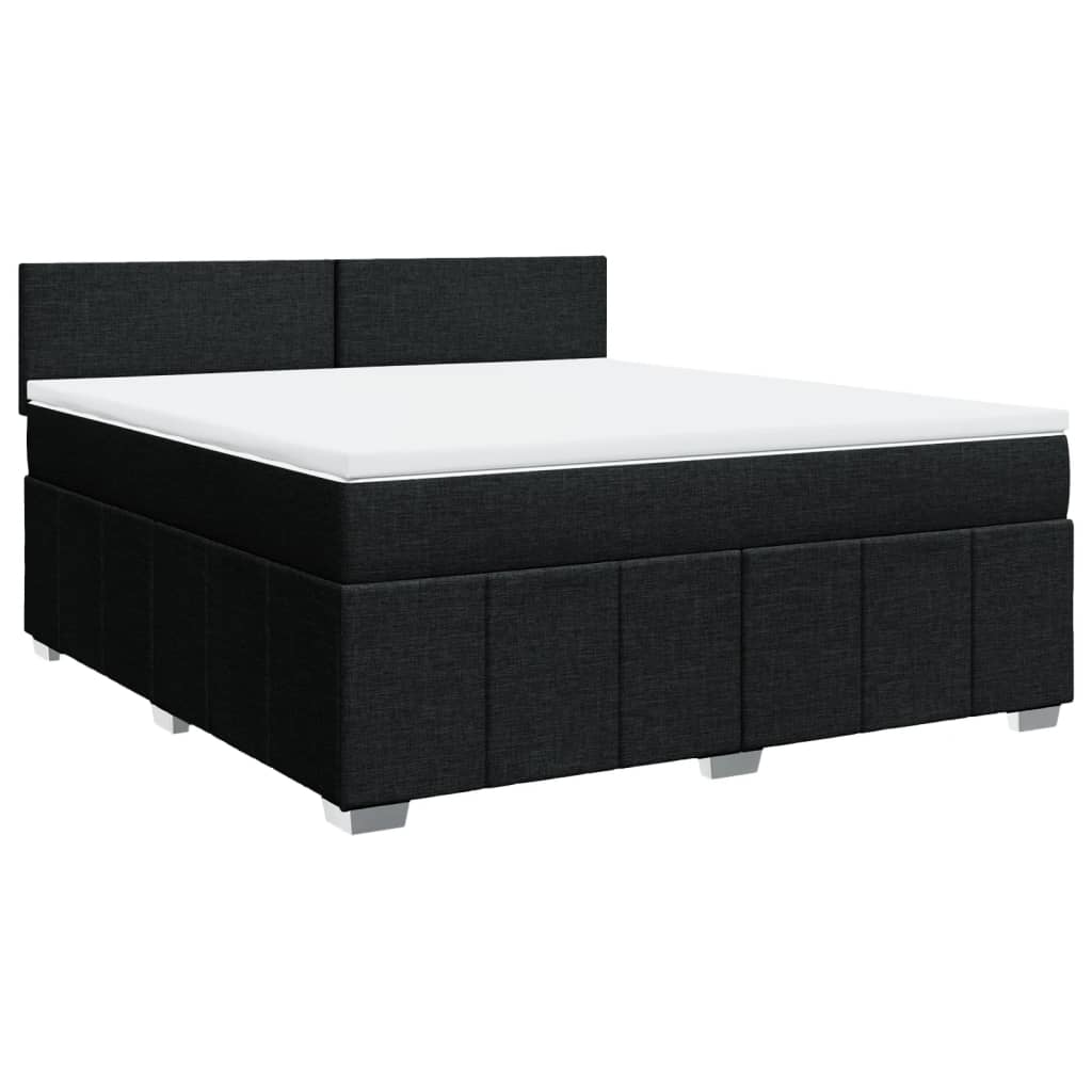 Box Spring Postel S Matrací Černá 180X200 Cm Textil