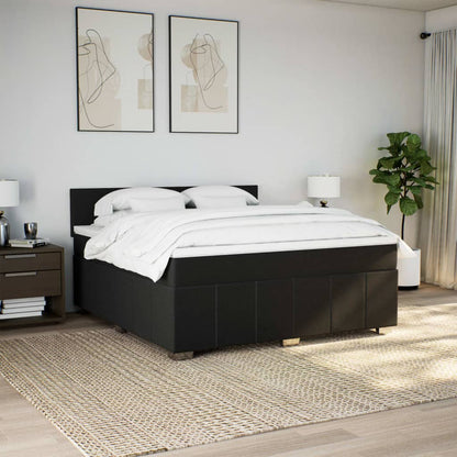 Box Spring Postel S Matrací Černá 180X200 Cm Textil