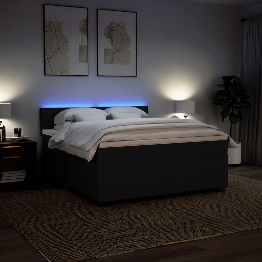 Box Spring Postel S Matrací Černá 180X200 Cm Textil