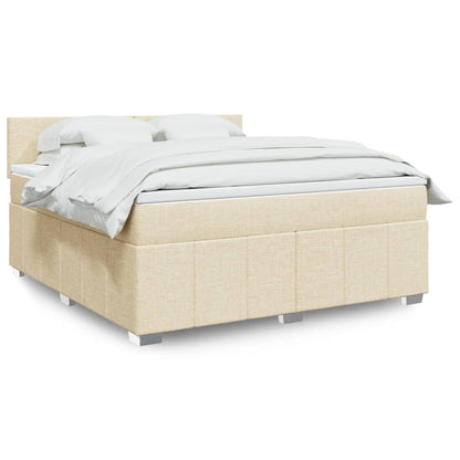Box Spring Postel S Matrací Textil Krémová