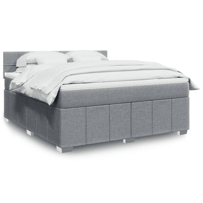Box Spring Postel S Matrací Textil Světle Šedá