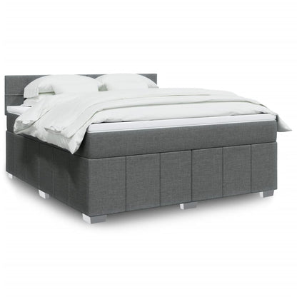 Box Spring Postel S Matrací Textil Tmavě Šedá