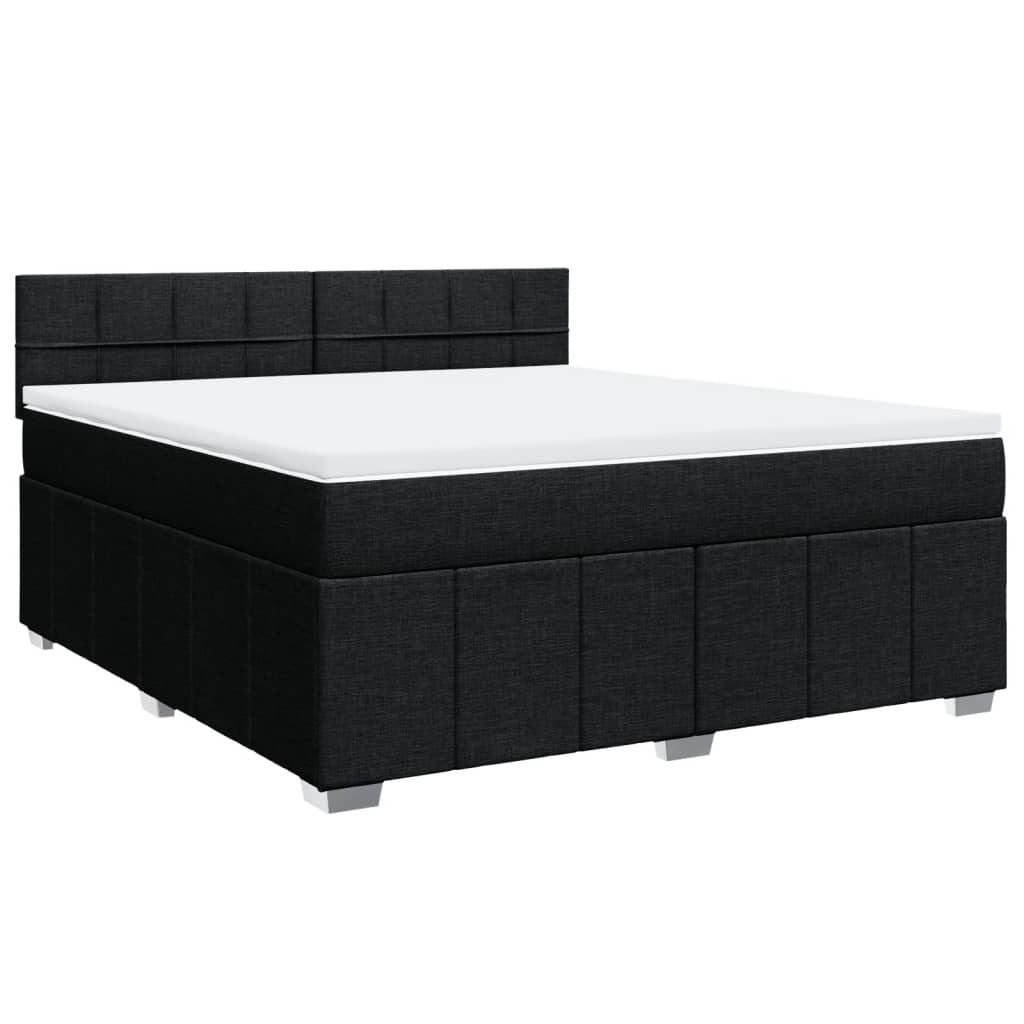 Box Spring Postel S Matrací Černá 180X200 Cm Textil