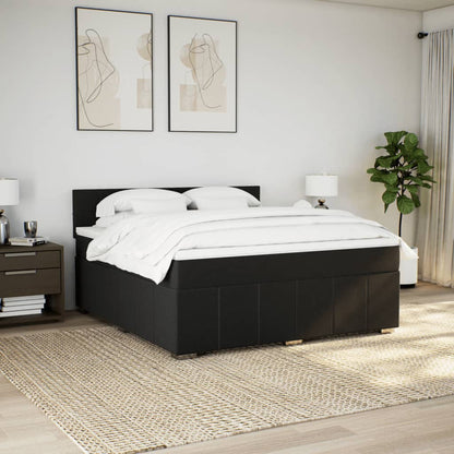 Box Spring Postel S Matrací Černá 180X200 Cm Textil