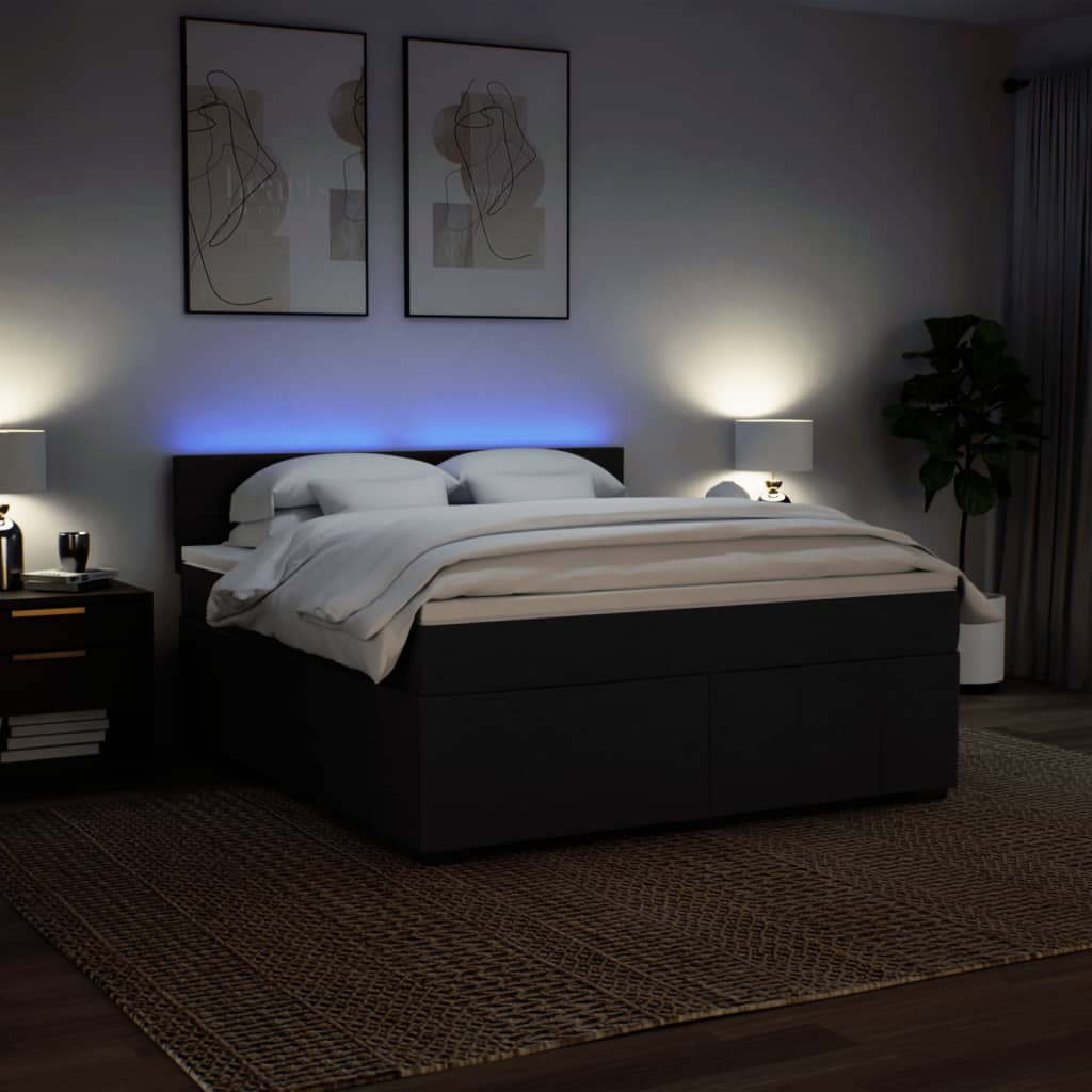 Box Spring Postel S Matrací Černá 180X200 Cm Textil