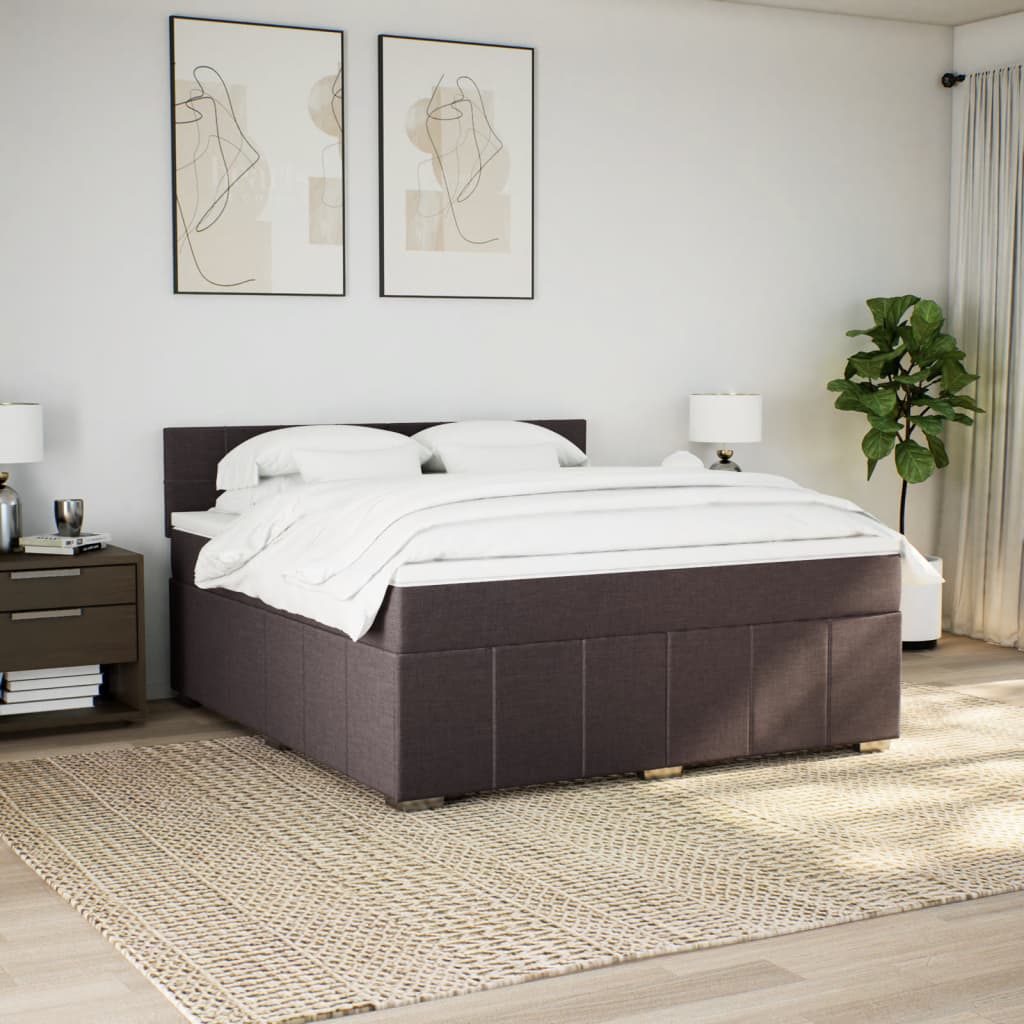 Box Spring Postel S Matrací Tmavě Hnědá 180X200 Cm Textil