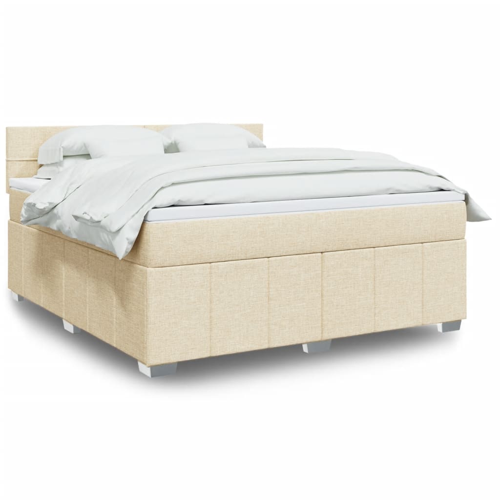 Box Spring Postel S Matrací Textil Krémová