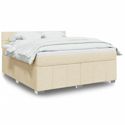 Box Spring Postel S Matrací Textil Krémová