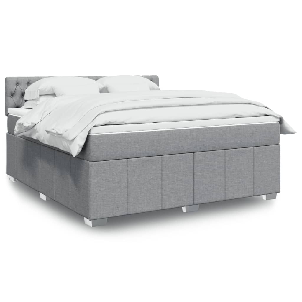 Box Spring Postel S Matrací Textil Světle Šedá