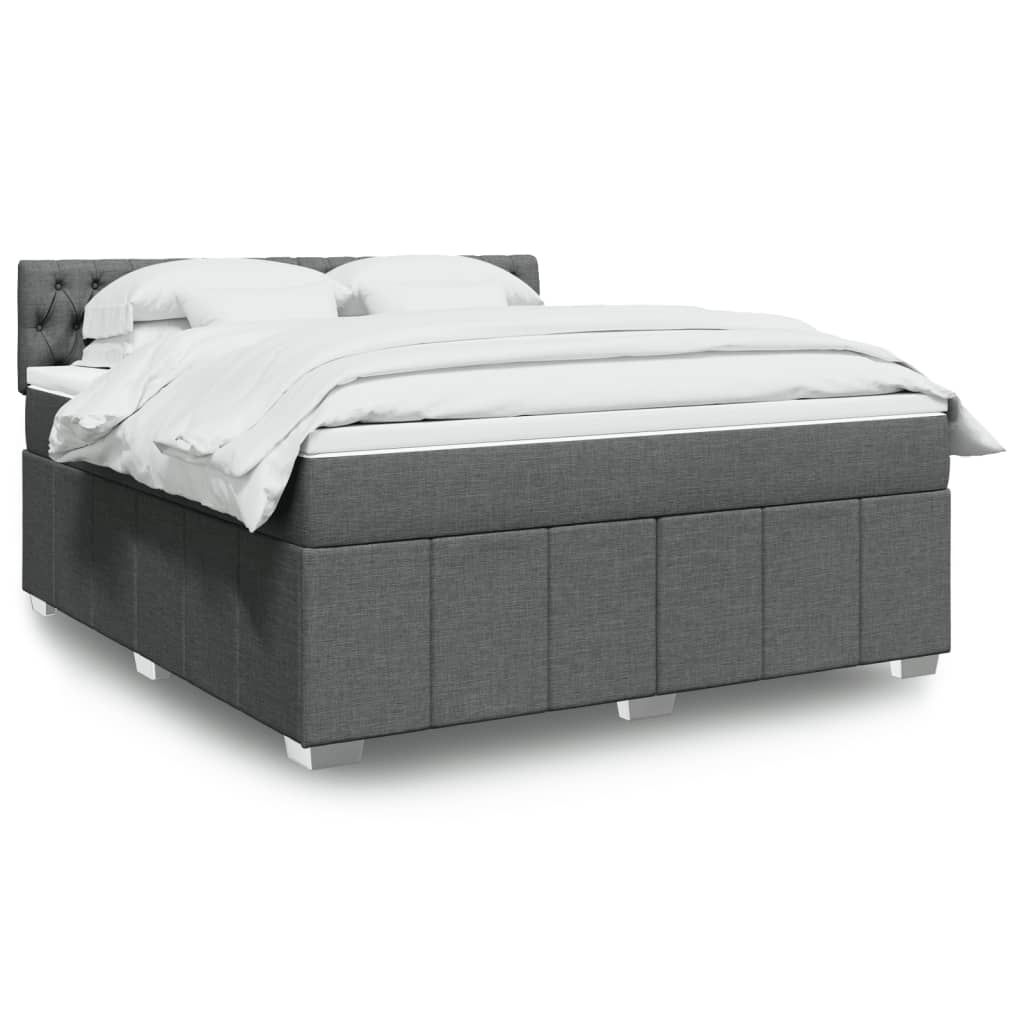 Box Spring Postel S Matrací Textil Tmavě Šedá
