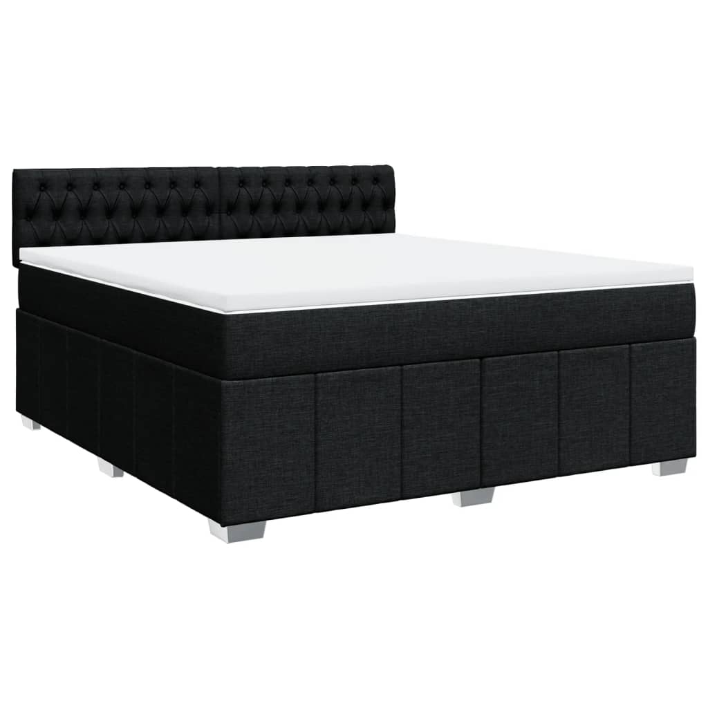 Box Spring Postel S Matrací Černá 180X200 Cm Textil