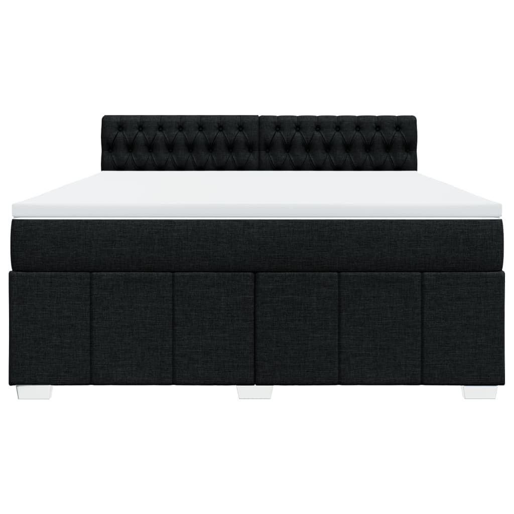 Box Spring Postel S Matrací Černá 180X200 Cm Textil