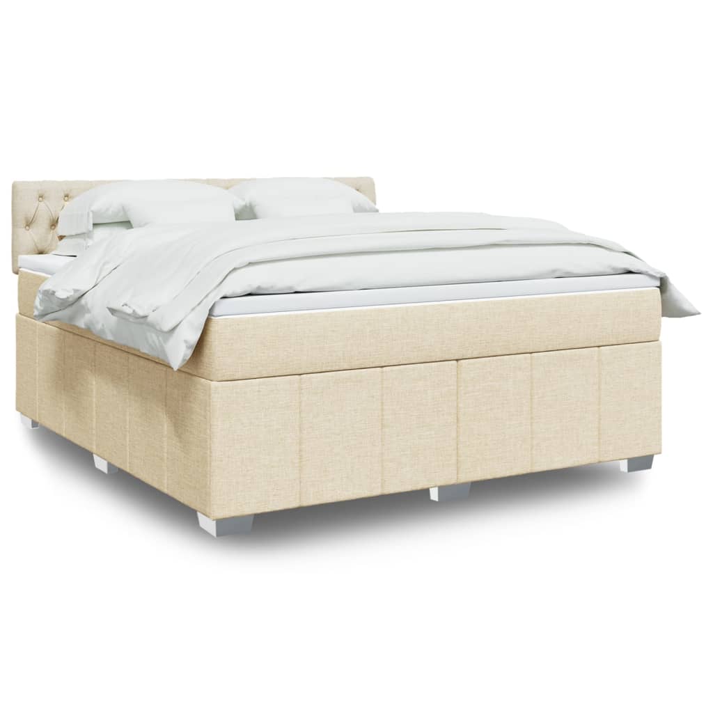 Box Spring Postel S Matrací Textil Krémová