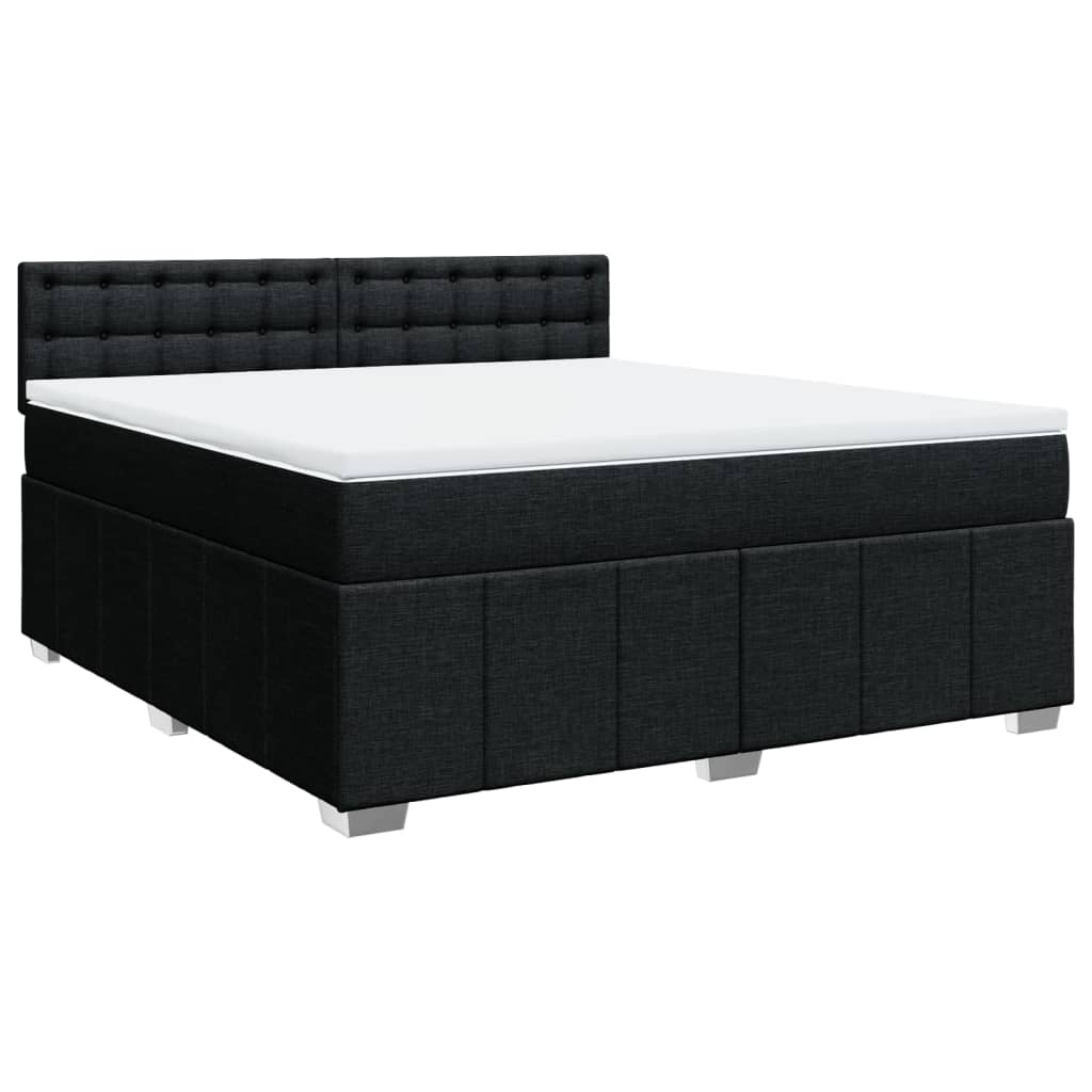 Box Spring Postel S Matrací Černá 180X200 Cm Textil