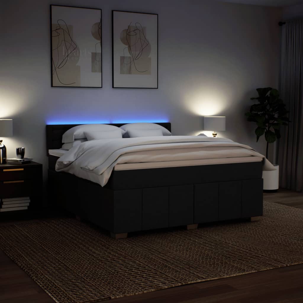 Box Spring Postel S Matrací Černá 180X200 Cm Textil