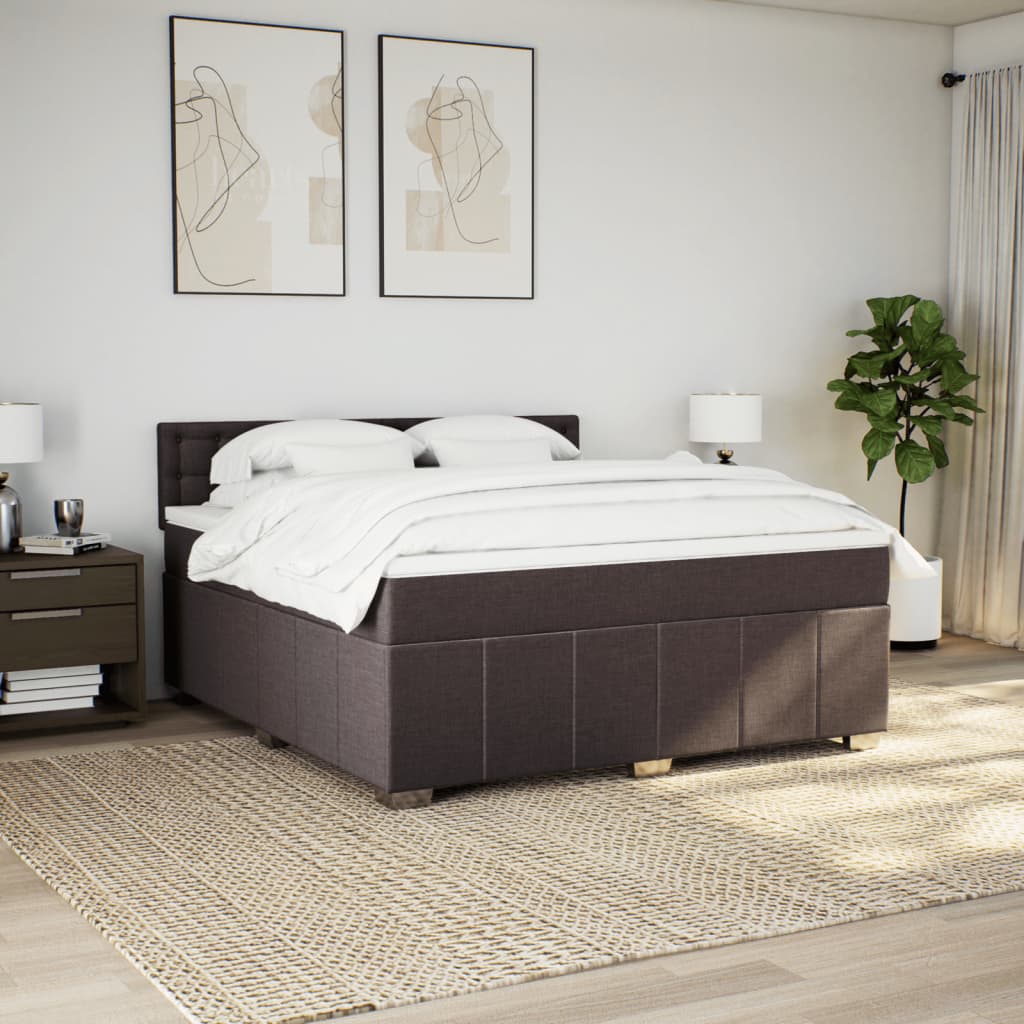 Box Spring Postel S Matrací Tmavě Hnědá 180X200 Cm Textil