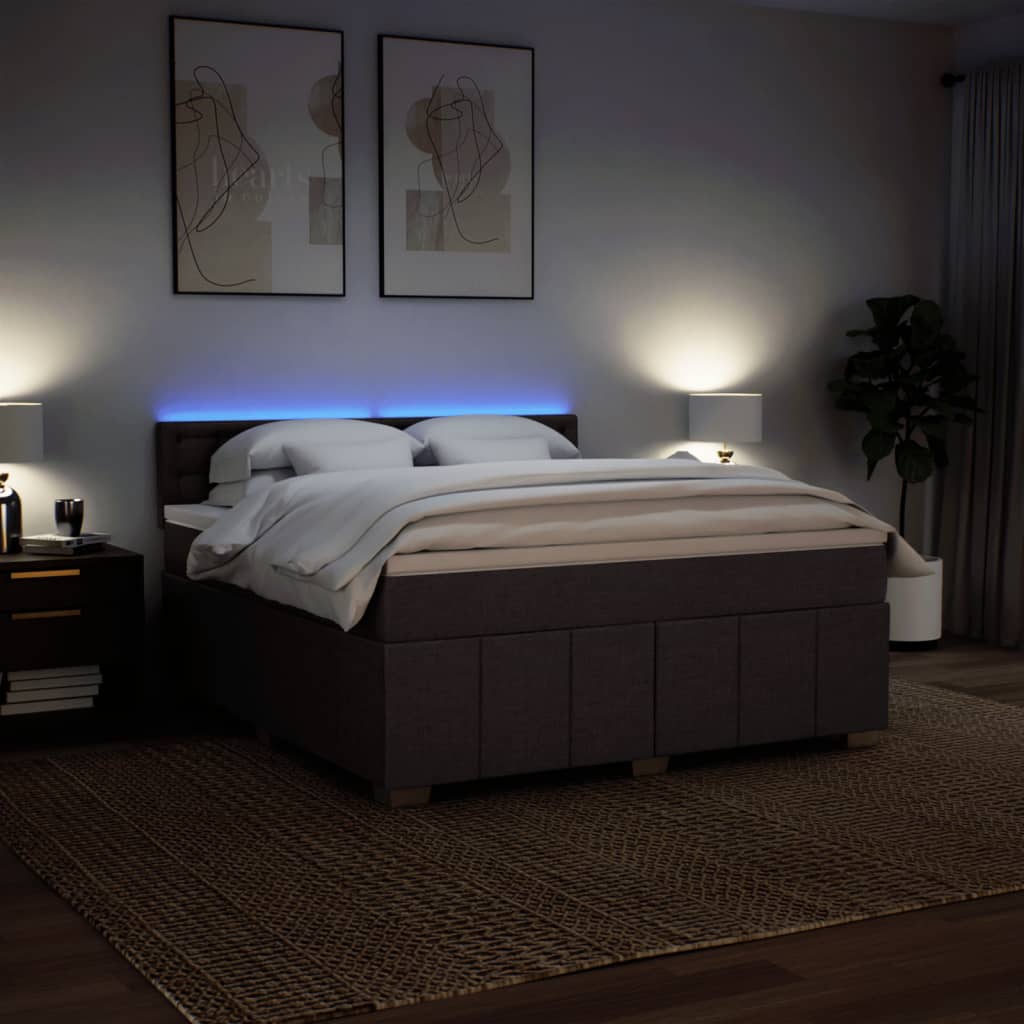 Box Spring Postel S Matrací Tmavě Hnědá 180X200 Cm Textil