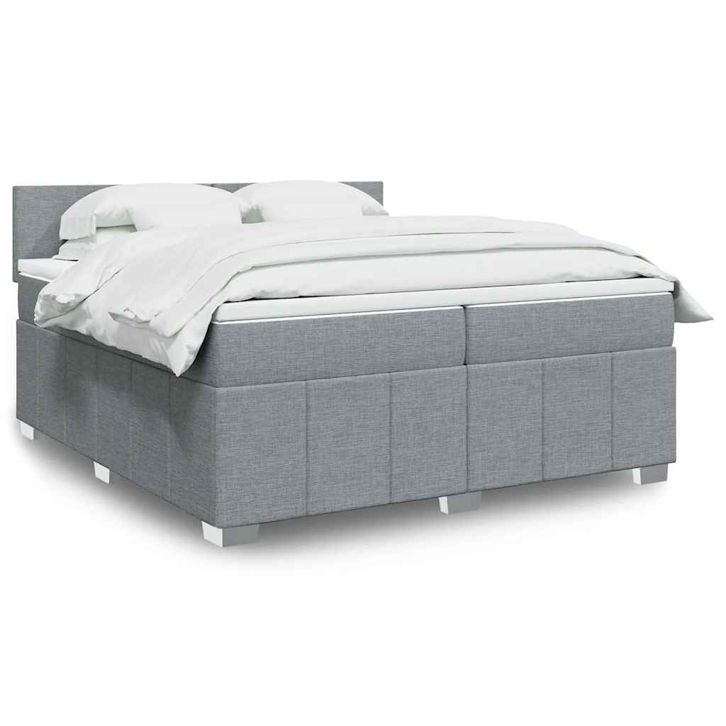 Box Spring Postel S Matrací Textil Světle Šedá
