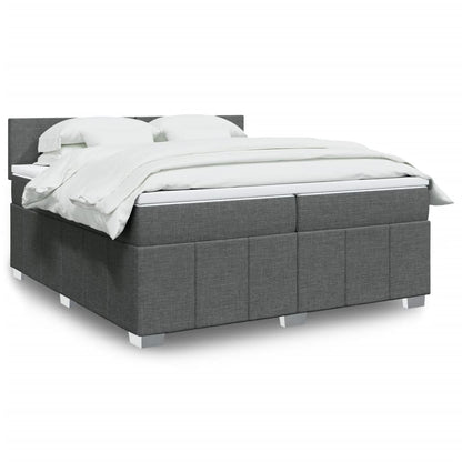Box Spring Postel S Matrací Textil Tmavě Šedá